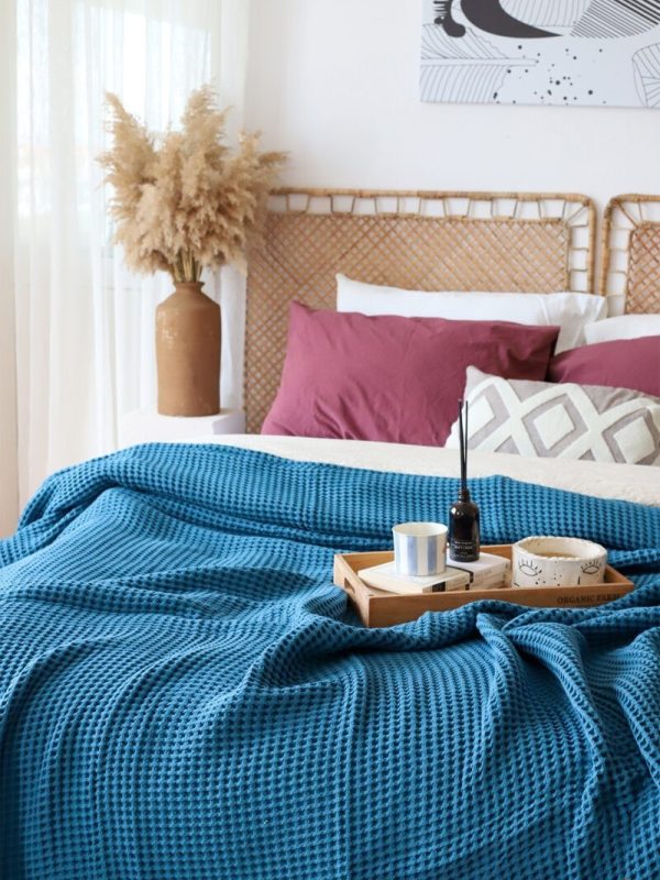 birlik1952 waffle yatak örtüsü pike takımı petek havuz bedspread blanket pique toptan whosale pike indigo blue mavi