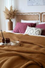 birlik1952 waffle yatak örtüsü pike takımı petek havuz bedspread blanket pique toptan whosale pike karamel caramel taba