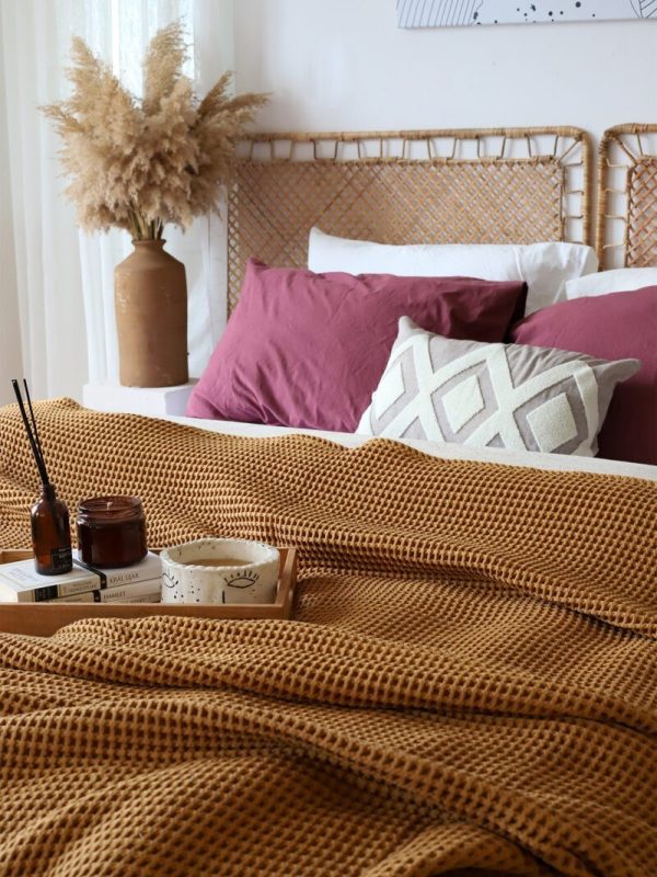 birlik1952 waffle yatak örtüsü pike takımı petek havuz bedspread blanket pique toptan whosale pike karamel caramel taba