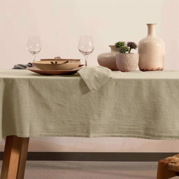 birlik1952 masa örtüsü vivamaison yıkanmış keten stonewashed table clouth keten linen pamuk cotton adaçayı yeşil green