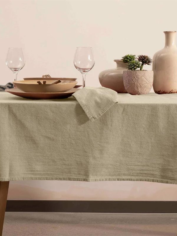 birlik1952 masa örtüsü vivamaison yıkanmış keten stonewashed table clouth keten linen pamuk cotton adaçayı yeşil green