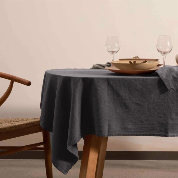 birlik1952 masa örtüsü vivamaison yıkanmış keten stonewashed table clouth keten linen pamuk cotton antrasit grey