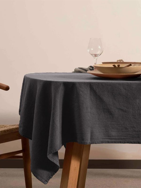 birlik1952 masa örtüsü vivamaison yıkanmış keten stonewashed table clouth keten linen pamuk cotton antrasit grey