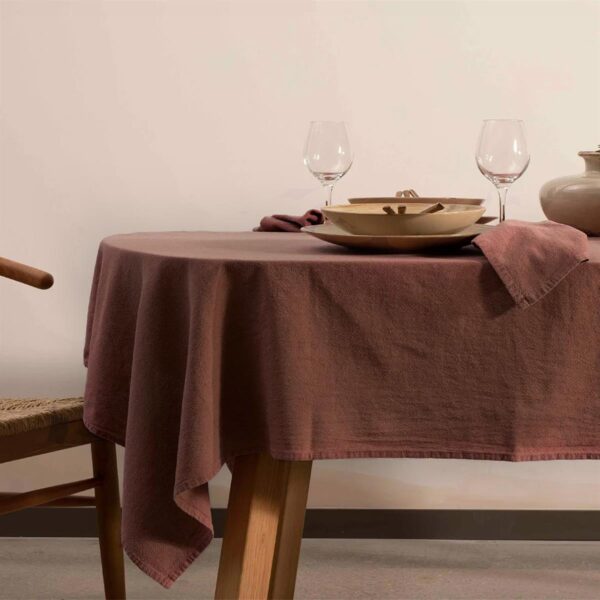 birlik1952 masa örtüsü vivamaison yıkanmış keten stonewashed table clouth keten linen pamuk cotton kahve brown