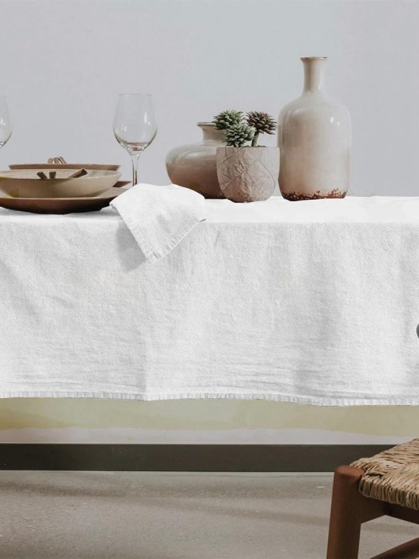 birlik1952 masa örtüsü vivamaison yıkanmış keten stonewashed table clouth keten linen pamuk cotton beyaz white