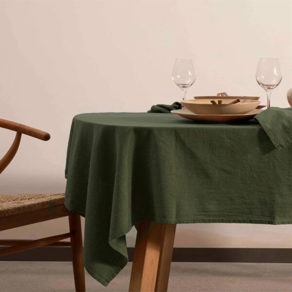 birlik1952 masa örtüsü vivamaison yıkanmış keten stonewashed table clouth keten linen pamuk cotton yeşil green royal