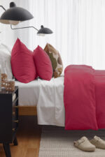 birlik1952 pamuk keten nevresim takımı bed linen set cotton linen double king quilt cover viva magenta fuşya