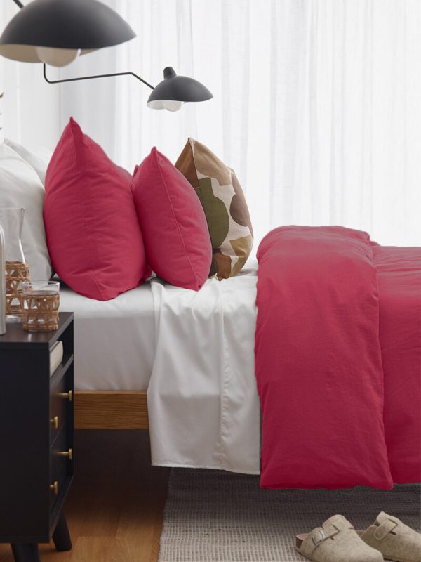 birlik1952 pamuk keten nevresim takımı bed linen set cotton linen double king quilt cover viva magenta fuşya