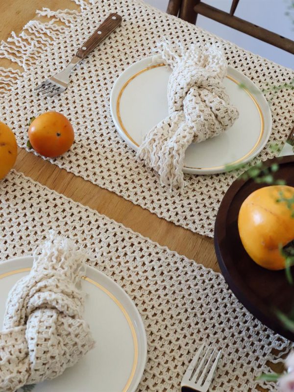 birlik1952 vivamaison amerikan servis supla place mat runner peçete 4' lü saçaklı