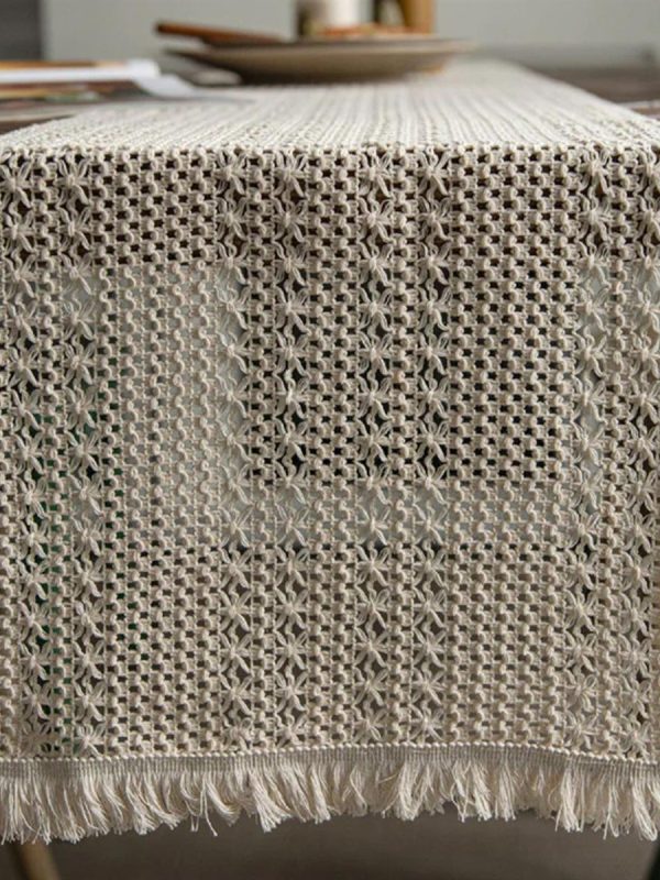 birlik1952 vivamaison runner masa örtüsü place mat table runner dantel püsküllü saçaklı krem cream