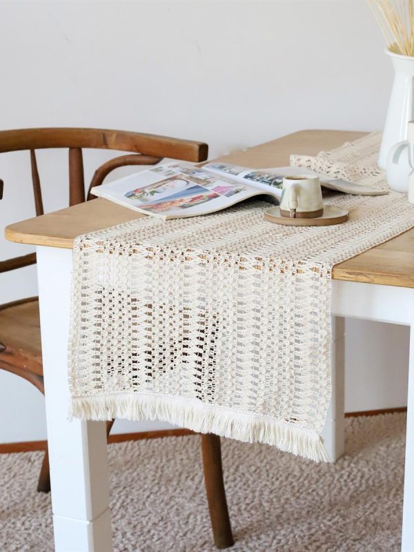 birlik1952 vivamaison runner masa örtüsü place mat table runner dantel püsküllü cream ham rome