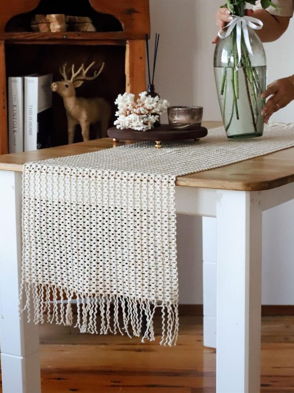 birlik1952 vivamaison runner masa örtüsü place mat table runner dantel püsküllü cream ham regina