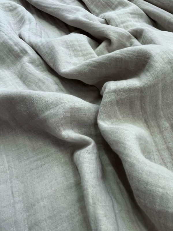 birlik1952 2 kat müslin crinkle krinkle bürümcük double gauze kumaş fabric dress cotton whosale muslin adaçayı sage green