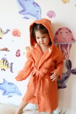 birlik1952 bebek müslin muslin çocuk bornozu 4 kat gauze layer baby child robe bathrobe turkey whosale tarçın cinnamon