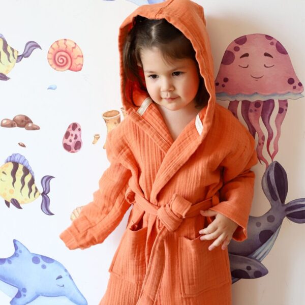 birlik1952 bebek müslin muslin çocuk bornozu 4 kat gauze layer baby child robe bathrobe turkey whosale tarçın cinnamon
