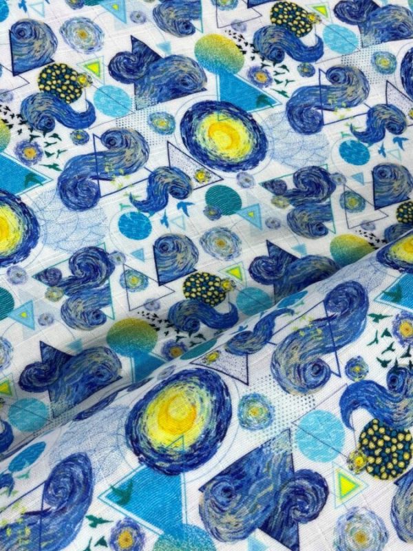 birlik1952 bebek çocuk müslin kumaş bez 2 3 4 kat layer gauze fabric swaddle blanket whosale turkey türkiye van gogh yıldızlı gece stairy night star