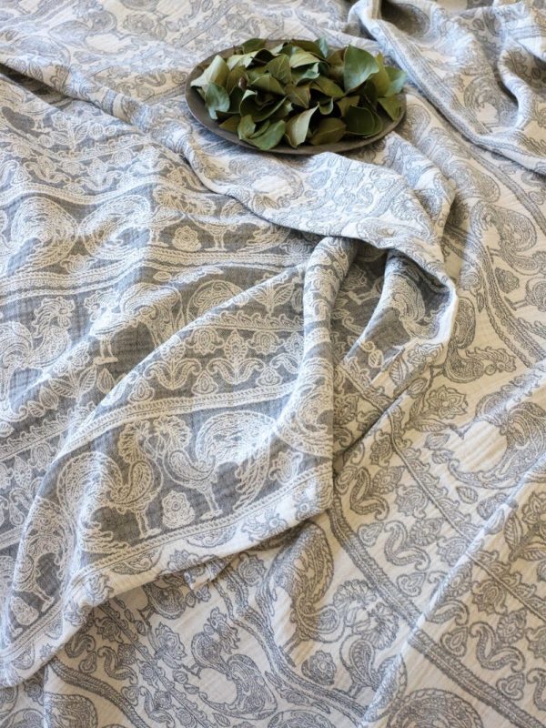 birlik1952 3 kat jakarlı jaquard müslin yatak örtüsü pike bedspread 4 layer gauze muslin swaddle cotton whosale şal horoz rooster paisley