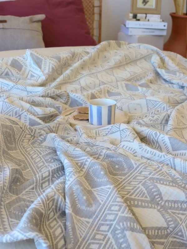 birlik1952 3 kat jakarlı jaquard müslin yatak örtüsü pike bedspread 4 layer gauze muslin swaddle cotton whosale etnik gri etnic