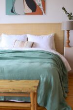birlik1952 müslin yatak örtüsü pike bedspread 4 layer gauze muslin swaddle cotton whosale adaçayı mint green sage yeşil