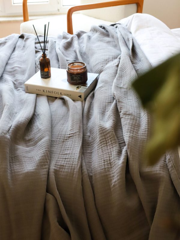 birlik1952 müslin yatak örtüsü pike bedspread 4 layer gauze muslin swaddle cotton whosale antrasit