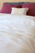 birlik1952 müslin yatak örtüsü pike bedspread 4 layer gauze muslin swaddle cotton whosale white beyaz