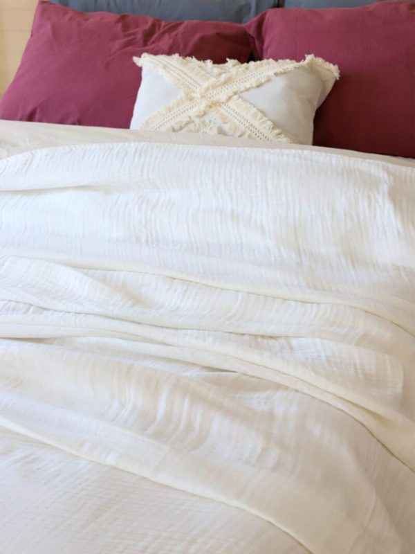 birlik1952 müslin yatak örtüsü pike bedspread 4 layer gauze muslin swaddle cotton whosale white beyaz