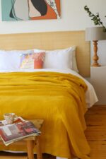 birlik1952 müslin yatak örtüsü pike bedspread 4 layer gauze muslin swaddle cotton whosale hardal mustard yellow sarı