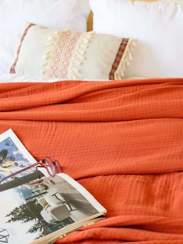 birlik1952 müslin yatak örtüsü pike bedspread 4 layer gauze muslin swaddle cotton whosale tarçın cinnamon