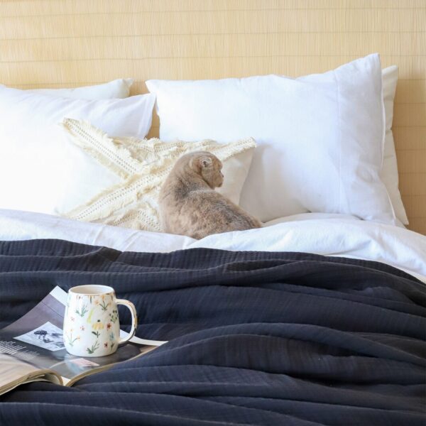 birlik1952 müslin yatak örtüsü pike bedspread 4 layer gauze muslin swaddle cotton whosale siyah black