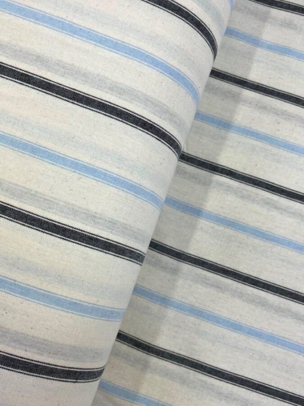 birlik1952 şile bezi buldan fabric naturel whosale kumaş rize pamuklu elbiselik elbise kumaşı baskılı printed stripes çizgili mavi