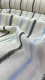 birlik1952 şile bezi buldan fabric naturel whosale kumaş rize pamuklu elbiselik elbise kumaşı baskılı printed stripes çizgili mavi