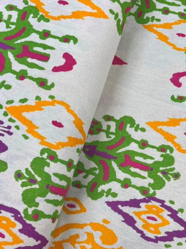 birlik1952 şile bezi buldan fabric naturel whosale kumaş rize pamuklu elbiselik elbise kumaşı baskılı printed etnik turuncu