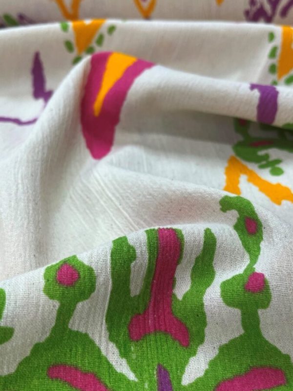 birlik1952 şile bezi buldan fabric naturel whosale kumaş rize pamuklu elbiselik elbise kumaşı baskılı printed etnik turuncu