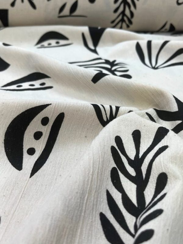 birlik1952 şile bezi buldan fabric naturel whosale kumaş rize pamuklu elbiselik elbise kumaşı baskılı printed etnik siyah