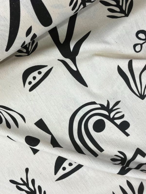 birlik1952 şile bezi buldan fabric naturel whosale kumaş rize pamuklu elbiselik elbise kumaşı baskılı printed etnik siyah