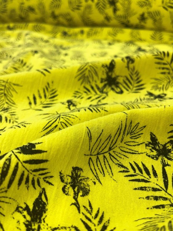 birlik1952 şile bezi buldan fabric naturel whosale kumaş rize pamuklu elbiselik elbise kumaşı baskılı printed sarı yaprak yellow