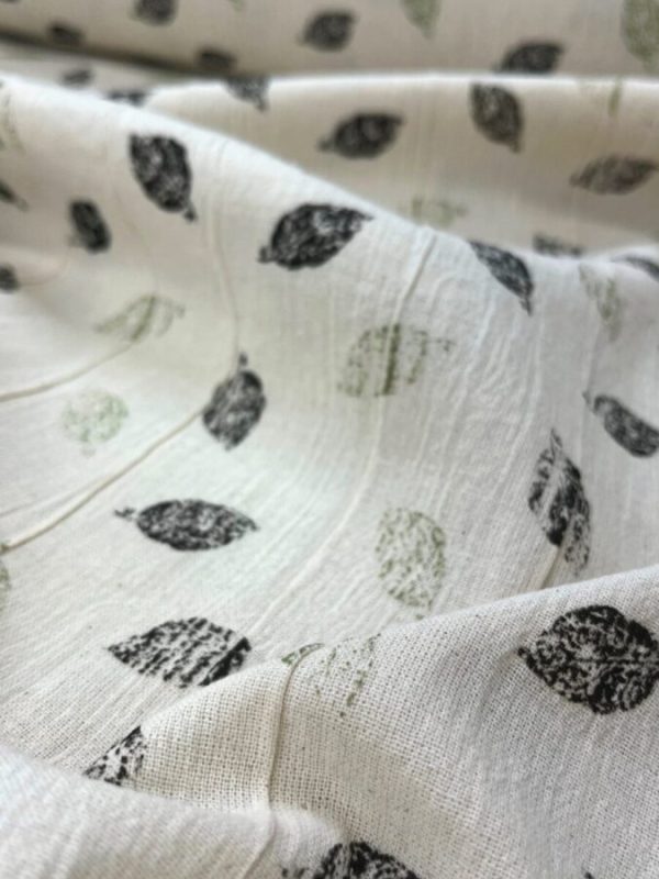 birlik1952 şile bezi buldan fabric naturel whosale kumaş rize pamuklu elbiselik elbise kumaşı baskılı printed sarı yapraklar leaves