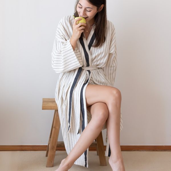 birlik1952 peştemal bornoz pamuklu kimono robe bathrobe whosale turkey textile pesthemal çizgili italy striped black siyah
