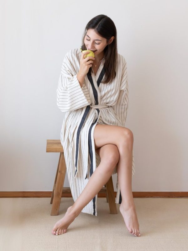 birlik1952 peştemal bornoz pamuklu kimono robe bathrobe whosale turkey textile pesthemal çizgili italy striped black siyah