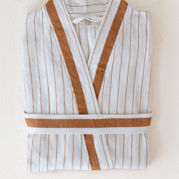 birlik1952 peştemal bornoz pamuklu kimono robe bathrobe whosale turkey textile pesthemal italy italyan çizgili striped brown taba