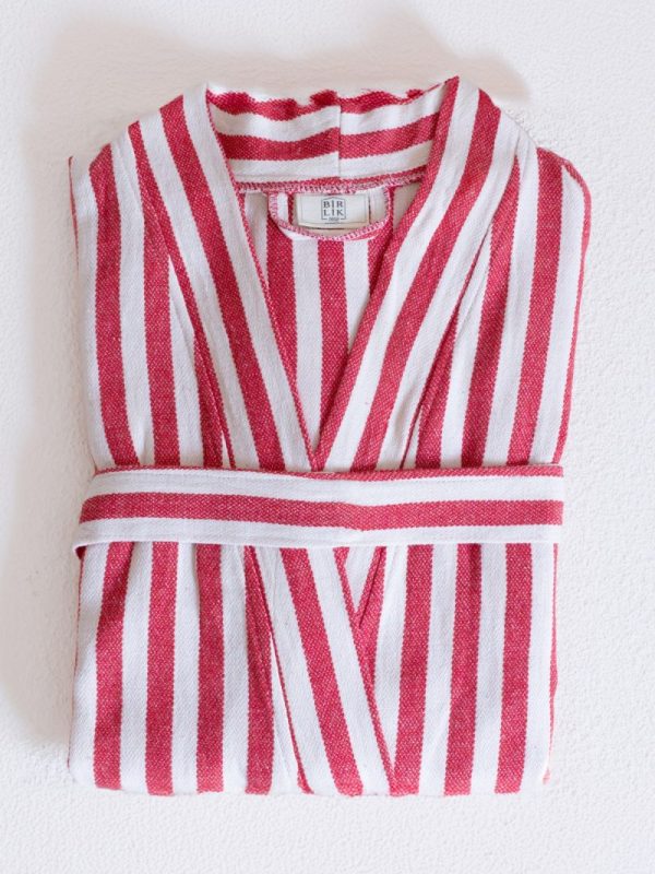 birlik1952 peştemal bornoz pamuklu kimono robe bathrobe whosale turkey textile pesthemal çizgili striped red kırmızı