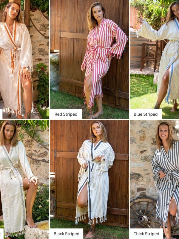 birlik1952 peştemal bornoz müslin handwoven black loom el tezgahı robe bathrobe stripe black