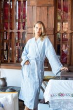 birlik1952 iplik boya müslin muslin bornoz robe bathrobe 4 gauze 4 kat layer whosale turkey blue mavi bebe