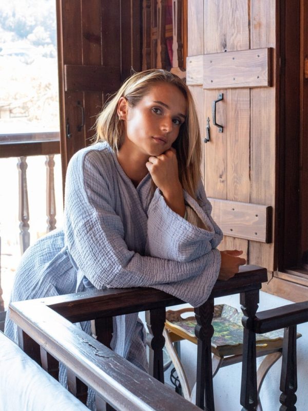 birlik1952 iplik boya müslin muslin bornoz robe bathrobe 4 gauze 4 kat layer whosale turkey blue mavi bebe