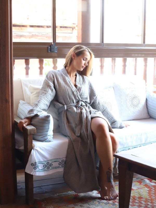 birlik1952 iplik boya müslin muslin bornoz robe bathrobe 4 gauze 4 kat layer whosale turkey grey gri