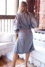 birlik1952 iplik boya müslin muslin bornoz robe bathrobe 4 gauze 4 kat layer whosale turkey dark grey koyu gri füme