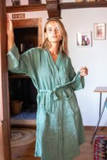 birlik1952 iplik boya müslin muslin bornoz robe bathrobe 4 gauze 4 kat layer whosale turkey royal yeşil green