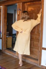 birlik1952 iplik boya müslin muslin bornoz robe bathrobe 4 gauze 4 kat layer whosale turkey sarı mustard yellow