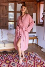 birlik1952 iplik boya müslin muslin bornoz robe bathrobe 4 gauze 4 kat layer whosale turkey terracota kiremit