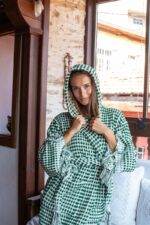 birlik1952 bubble havlu bornoz nohut towel robe bathrobe royal yeşil green